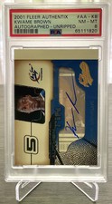 2001 Fleer Authenticix Kwame Brown RC Autographed Unripped #AA-KB / PSA 8