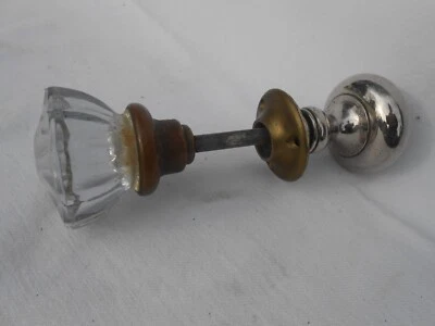 Антикварная дверная ручка из хрусталя в хром в комплекте - Изображение 1 из 4