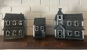 Pottery Barn Ceramic Haunted Houses-Set/3-Small-Med-Large-NewIn Box-Halloween - Picture 1 of 9