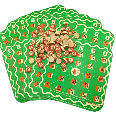 Vintage MCM Regal Games BINGO Shutter Cards - 12 Boards with Complete Number Set - Image 1 of 4