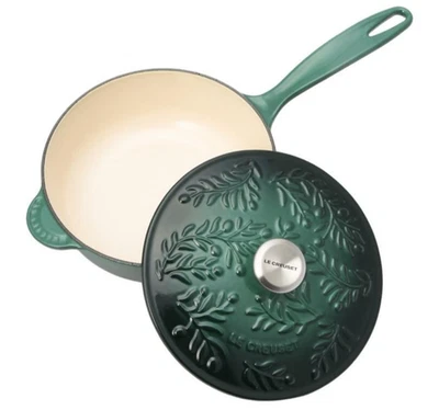 Le Creuset Saucier artichoke Green olive branch relief 21cm/8.2" one-handed pot - Image 1 of 4