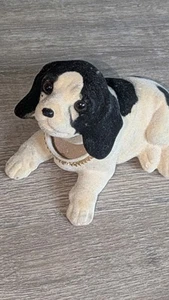 Vintage 60er Jahre beflockt schwarz weiß Patch Welpe Hund Wackelkopf nicken top #3 - Bild 1 von 10