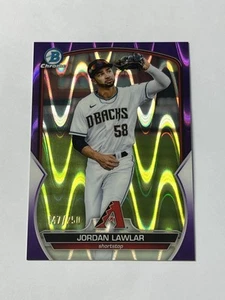 2023 Bowman Chrome Jordan Lawlar Purple Raywave Refractor /250 BCP-92 Arizona - Picture 1 of 6