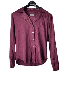 Vintage Victoria's Secret Pyjama-Set burgunderrot gestreift Knopfleiste Medium - Bild 1 von 8