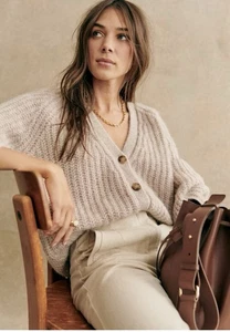 Sezane Basile Cardigan Sweater Light Beige Size XS Wool Alpaca - Picture 1 of 9