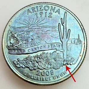2008 P Arizona ERROR Quarter Extra Cactus. A.T. Blue. - Picture 1 of 2