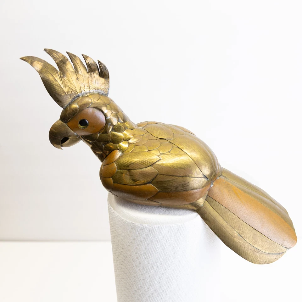 RARE Sergio Bustamante Brass Copper Parrot Sculpture Mid-Century Modern Art - Image 1 of 4