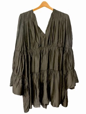 Vestido túnica Elizabeth and James en capas negro manga larga talla pequeña mezcla de seda Foto 1 de 4