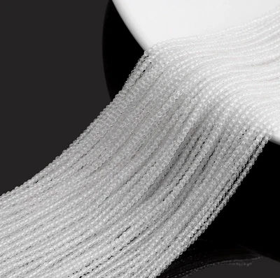 10 Strd White 2mm Tiny Glass Faceted Round Beads Small Loose Spacer 190pcs/strd - Image 1 of 2