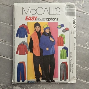 McCalls 3402 Adult/Teen Unisex Easy Fleece Jacket Vest Hat Pattern sz XLG XXL - Picture 1 of 3