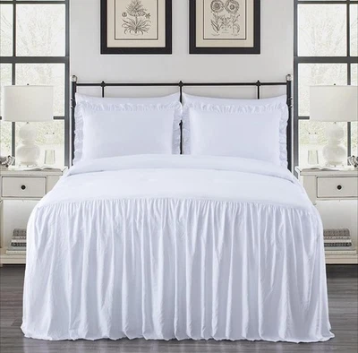 Chezmoi Collection French Country Chic Farmhouse Ruffle Skirt Bedspread Set - Image 1 of 4