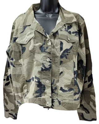 Chaqueta de camuflaje Zoey Beth mezcla de algodón abotonada informal para mujer talla 16 nueva Foto 1 de 4