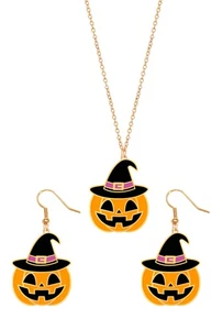 Schmuckset Halloween Kette und Ohrringe Kürbis Schmuck Halloween Karneval  - Bild 1 von 3