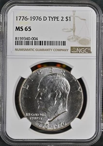 1976-D $1 Type 2 Eisenhower Dollar NGC MS65 8159340-004 - Picture 1 of 2