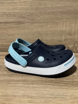 Crocs Crocband II Boys clogs Navy Ice Blue Size 12 13 Child Slip On Shoes - Image 1 of 4