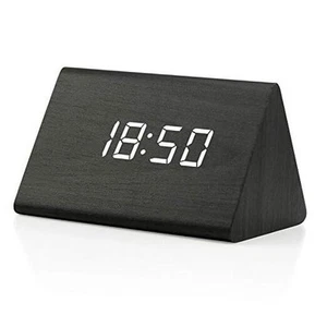 Wooden Wood Clock, New Version LED Alarm Digital Desk Clock Adjustable - Picture 1 of 8
