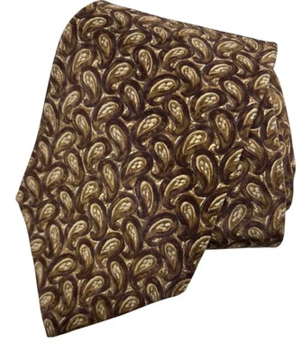 Vintage GAP 100% Silk Brown Mini Paisley Bronze Necktie Mens Tie Made in USA - Image 1 of 4