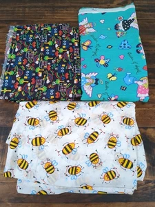 Menge Stoff, Kinder Thema, Bienen, Schmetterlinge, Auto, Haus, Baum, 2 Pfund 5 Unzen - Bild 1 von 4