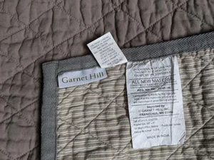 Garnet Hill Cotton king Quilt Diamond Stitch Reversible grey khaki, Exc Cond - Picture 1 of 6