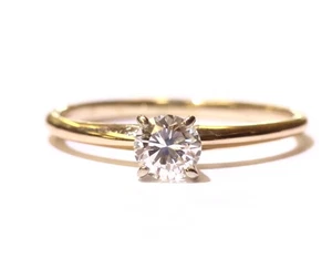 GIA 14k yellow gold .49ct L I1 Faint brown round diamond engagement ring 1.9g - Picture 1 of 8