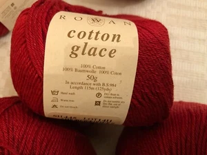 Lot of 8 Rowan Cotton Glace 100% Cotton 50g Balls England dark red - Picture 1 of 5