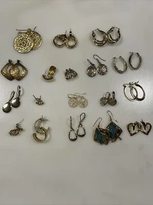 Lot Of 18 Pair Gold Tone Pierced Earrings Assorted Styles Sizes 1 Marked Monet - Picture 1 of 8