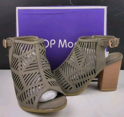 Top Moda Connie-8 Botín Punta Abierta Tacón Grueso, Verde Oliva, Talla 8 Foto 1 de 4