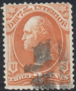 United States 1873 Official 2-cent Dept Interior, Scott O16 Geo Washington used - Picture 1 of 1