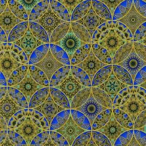 Jaikumari Medallions Sapphire Quilt Fabric by Robert Kaufman 44" Wide - Picture 1 of 1
