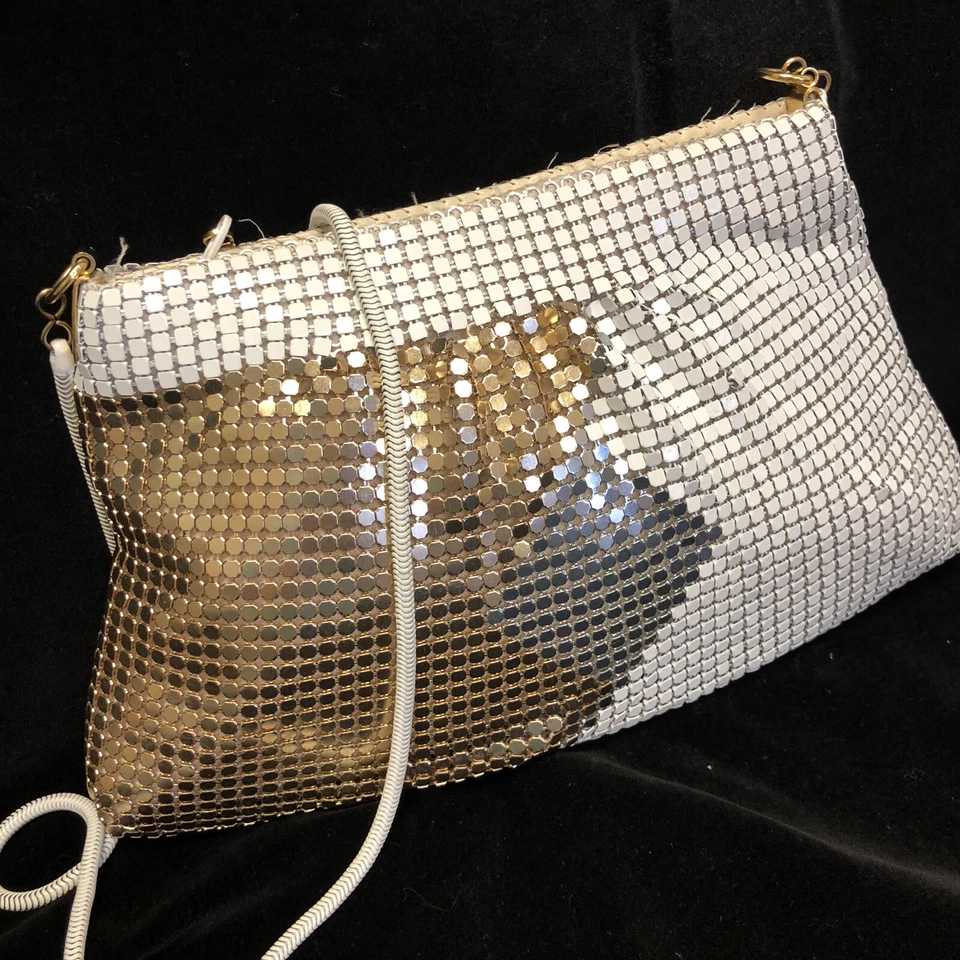 De Colección FORMAL Dorado Plata METAL MALLA Bolso de Mano ART DECO Noche Cóctel Cena Cartera Foto 1 de 4