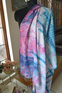 DESIGNER TIEDYE HAND PRINT ~ 100% CASHMERE PASHMINA SHAWL : 16 DESIGNS CHOICE - Picture 1 of 9