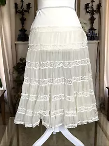 Vintage 50s 60s Sheer Ivory Nylon Tiered Skirt Slip Full Circle Petticoat S - Picture 1 of 10
