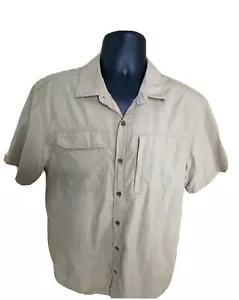EMS Mens Medium Khaki Button Up Vented Fishing Shirt Short Sleave Lightweight - Picture 1 of 10