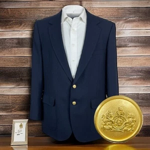 Stafford Blazer Mens 42R Navy Blue Gold Buttons Wool Blend Vintage - Picture 1 of 10
