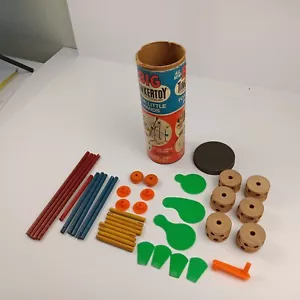 VINTAGE WOODEN 1960's BIG TINKERTOYS Construction Set 44 Piece - Picture 1 of 5