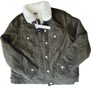 FASHION NOVA giacca velluto a coste donna taglia large verde oliva bottone nuova con etichetta - Foto 1 di 10