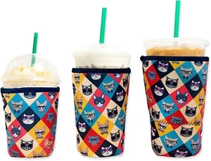 Baxendale Eiskaffeehüllen für Kaltgetränkebecher - 3er Pack wiederverwendbar Neopren - Bild 1 von 7