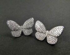 1.50 Ct Cubic Zirconia Butterfly Post Stud Earrings 14k White Gold Over