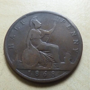 Victoria Half-Penny 1868 Good Grade (myrefn754) - Picture 1 of 4