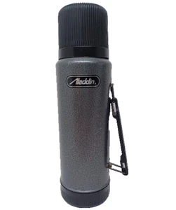 Aladdin Rugged Gray 1 Quart Thermos With Handle & Cup & Plug Stopper Made In USA - Picture 1 of 14