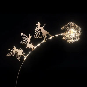 Solar Löwenzahn Fee Licht Metall Deko Gartenornament Pfahlbeleuchtung - Bild 1 von 24