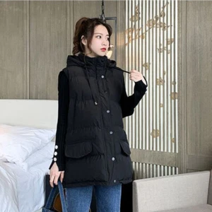 Chaleco chaleco acolchado acolchado capucha desmontable cálido Midi Bodywarmer para dama - Imagen 1 de 15