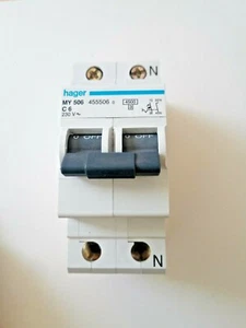 INTERRUTTORE AUTOMATICO HAGER MY506 C6 230V 4,5KA - Foto 1 di 1