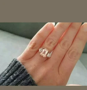 3ct Smaragd Simulierte Morganit Diamant Verlobungsring 18k Roségold Beschichtet - Bild 1 von 14