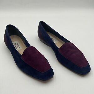 Enzo Angiolini Loafers Women’s 8.5 M Liberty Blue Gray Magenta Colorblock Suede