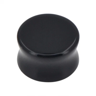 Par de Sillín de Piedra Obsidiana Negra Ajuste Doble Acampanado Lóbulo de Oreja Enchufe Orgánico E553 Foto 1 de 4