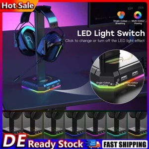 Stojak na słuchawki RGB z 3 portami USB2.0 do wszystkich słuchawek (czarny) DE - Zdjęcie 1 z 7