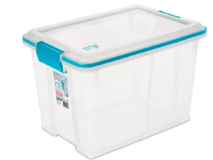 Sterilite 20 Qt. Clear Gasket Storage Box, Blue Latches with Clear Lid - Picture 1 of 8