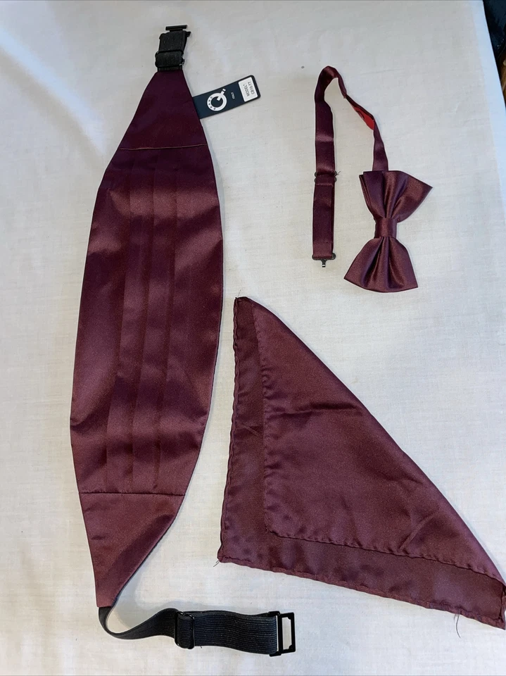 Pañuelo marca Q Cummerbund corbata para hombre modelo CB10-TT frambuesa para esmoquin Foto 1 de 4