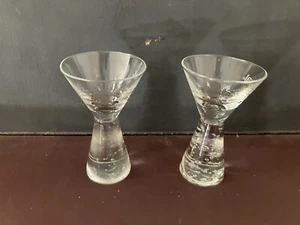 2er Set Vintage Carnival Cruise Schnapsgläser mit Blasenstiel Kobaltblau - Bild 1 von 2